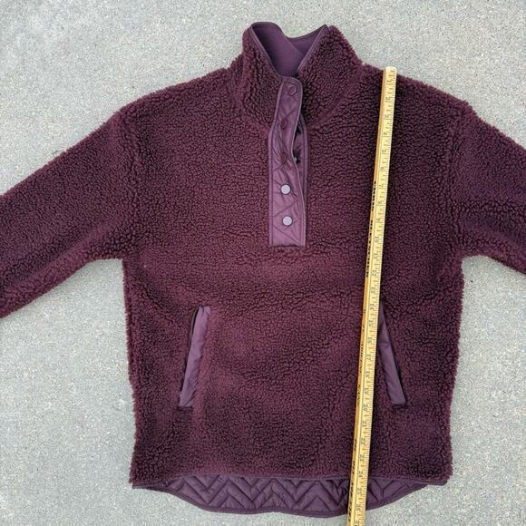 ATHLETA Cozy Sherpa Snap Sweatshirt Spiced Cabernet Plum Purple SMALL - Picture 8 of 9